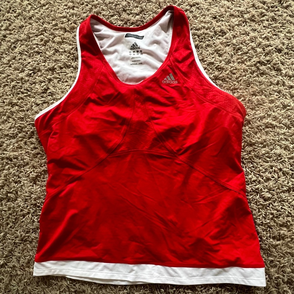 Adidas Response ClimaCool Running Tank Top Red White XL Womens Athletic Shirt - Picture 2 of 4